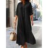 Summer Cotton Linen Women Dress Black Loose Long Sleeve Shirt Dresses Female Summer Casual Oversize Elegant Clothes Ladies