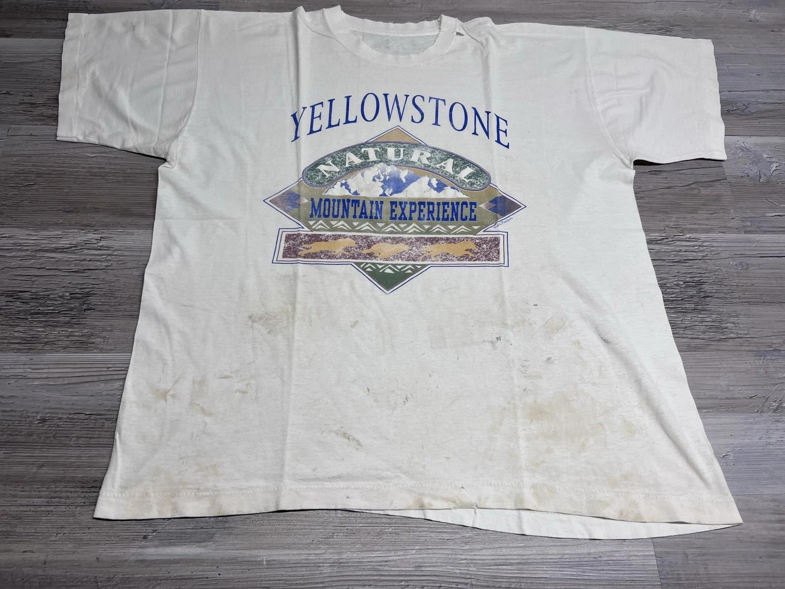 

Vintage Yellowstone T-Shirt Faded XL Paper Thin Single Stitch National Park Tee L