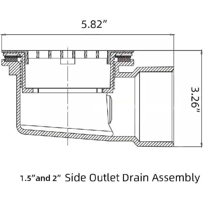 2" Low Profile Shower Drain with 2" x 1-1/2" Reducer Pipe Fitting and Perforated Strainer- PVC Side Outlet Drain Assembly for Replacement Shower Base