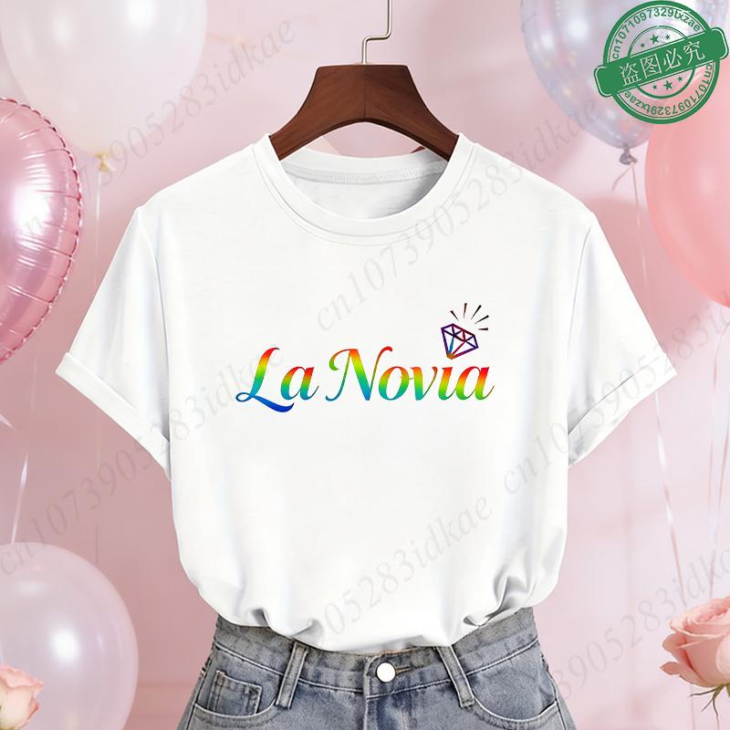 Spanish Girls Bridal Shower T-Shirts Team Bride Tribe Blouses Short Sleeve Tees for Bachelorette Hen Party Wedding Celebration