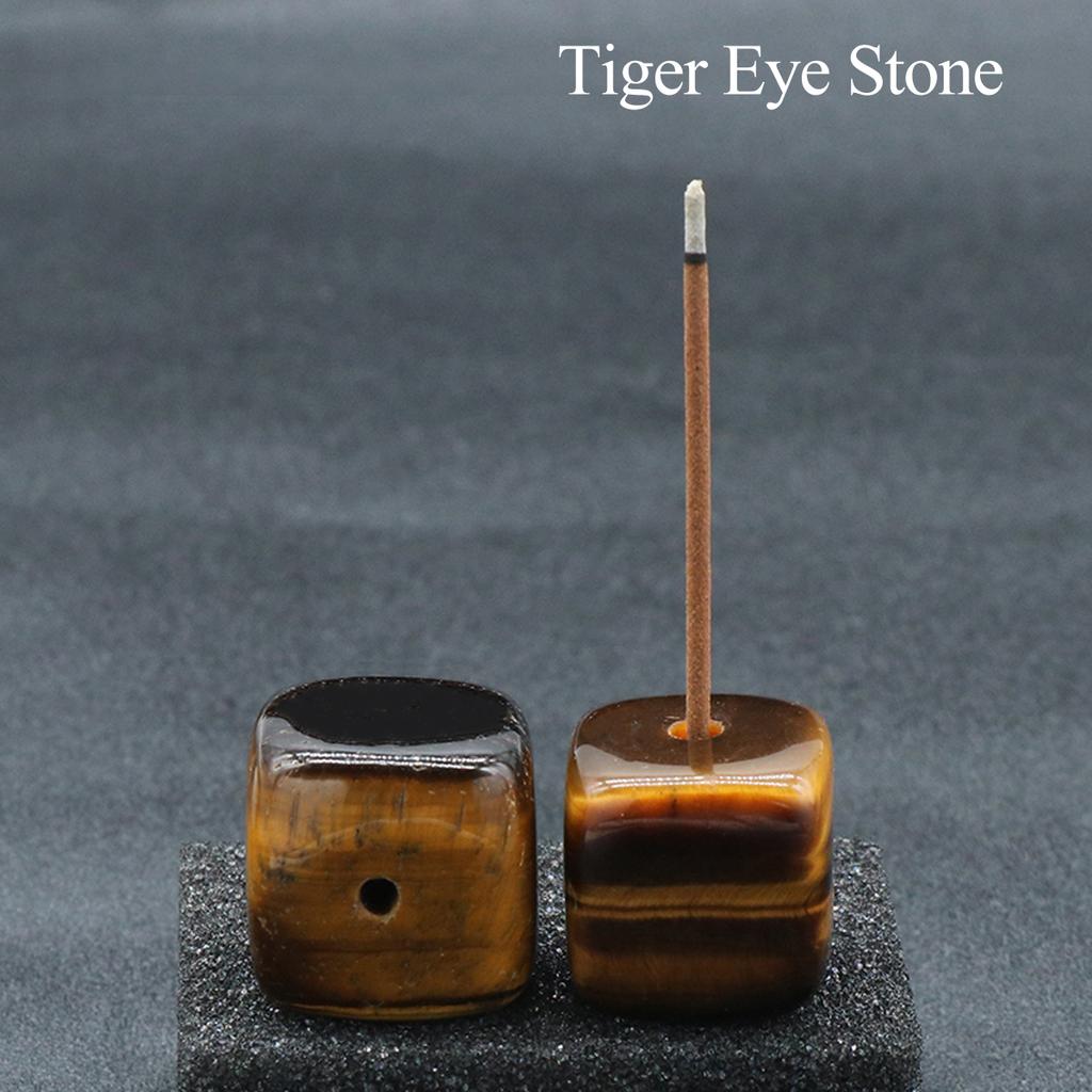 2 Stück quadratischer Räucherbrenner aus Natursteinkristall, Räucherstäbchen-Diffusor-Dekoration, Zen-Heimaltar-Dekoration, Meditationszentrum-Dekoration mit geometrischem Design