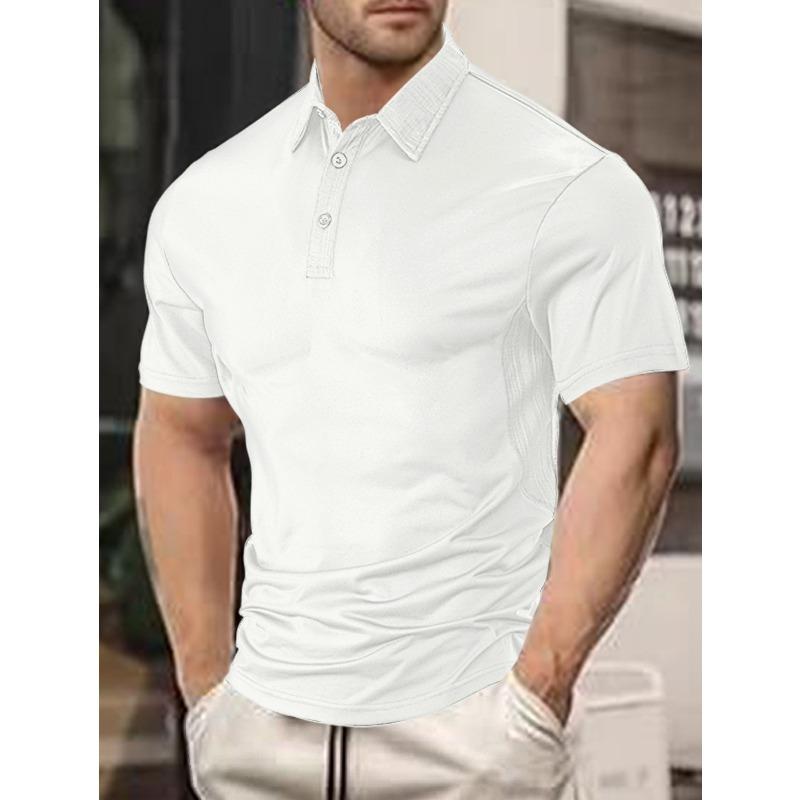 Men s short-sleeved T-shirt: a stylish, casual, loose-fit polo shirt with a turn-down collar for summer S белый