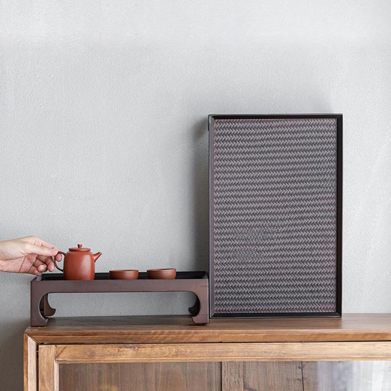 Zen Bamboo High-legged Tea Tray Household High-end Dry Tea Tray Cup Kettle Storage Tray