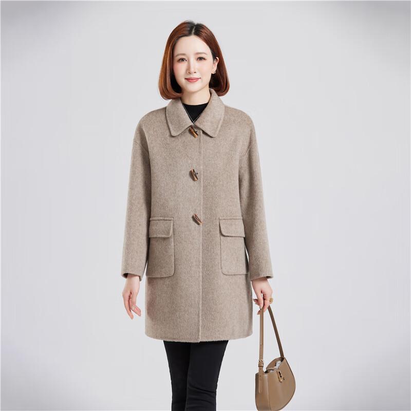 Cappotto Donna in 100% Lana Double-Faced di Media Lunghezza con Chiusura a Leva