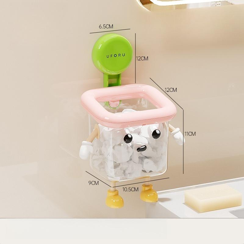 Dopamine Face Towel Storage Box Toilet Washstand Suction Cup Wall Mounted Face Wipe Drain Breathable Storage Rack