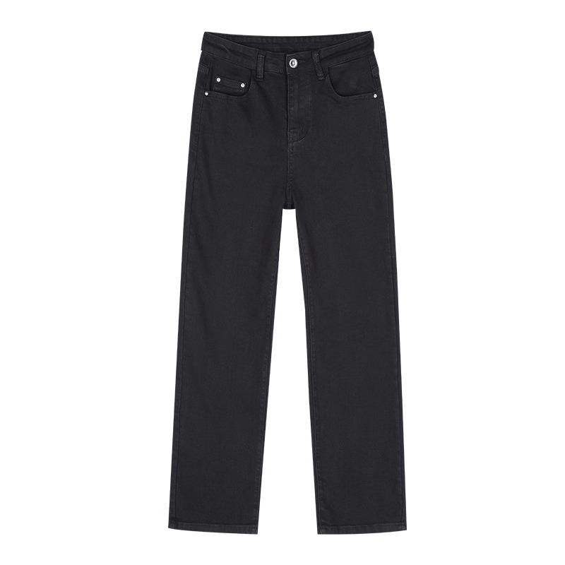 2025 Spring Women's High-Waist Black Slimming Petite Cigarette Jeans