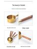 Stainless Steel Gold-Plated Measuring Spoons & Cups with Acacia Wood Handles, Precise Markings, 8-Piece Baking Tool Set.