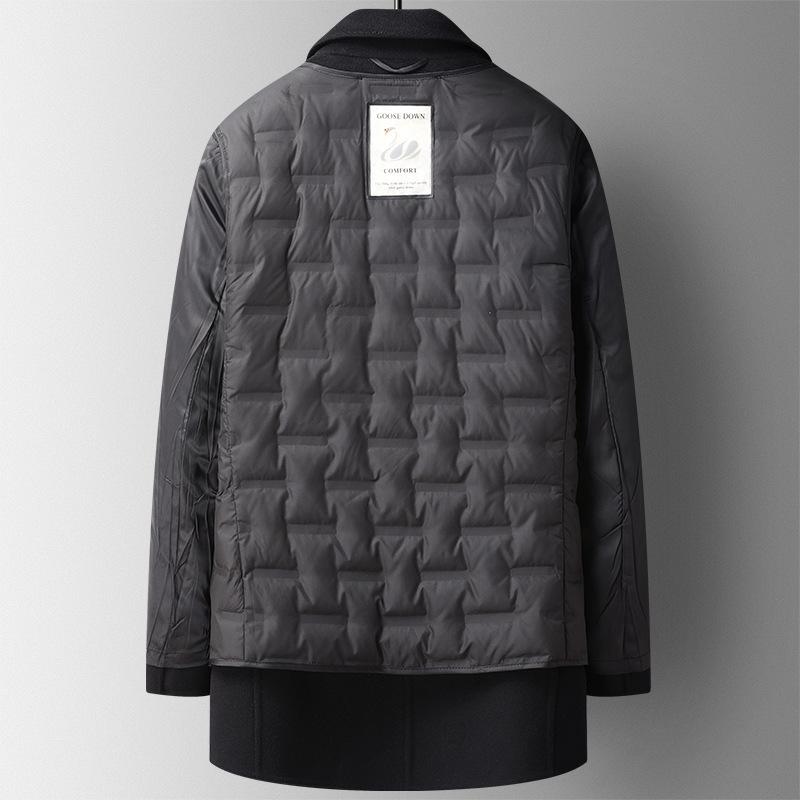 Autumn and Winter Removable Goose Down Lining Double-sided Cashmere Coat Men's Live-face Woolen Coat Middle-aged and Elderly Coats