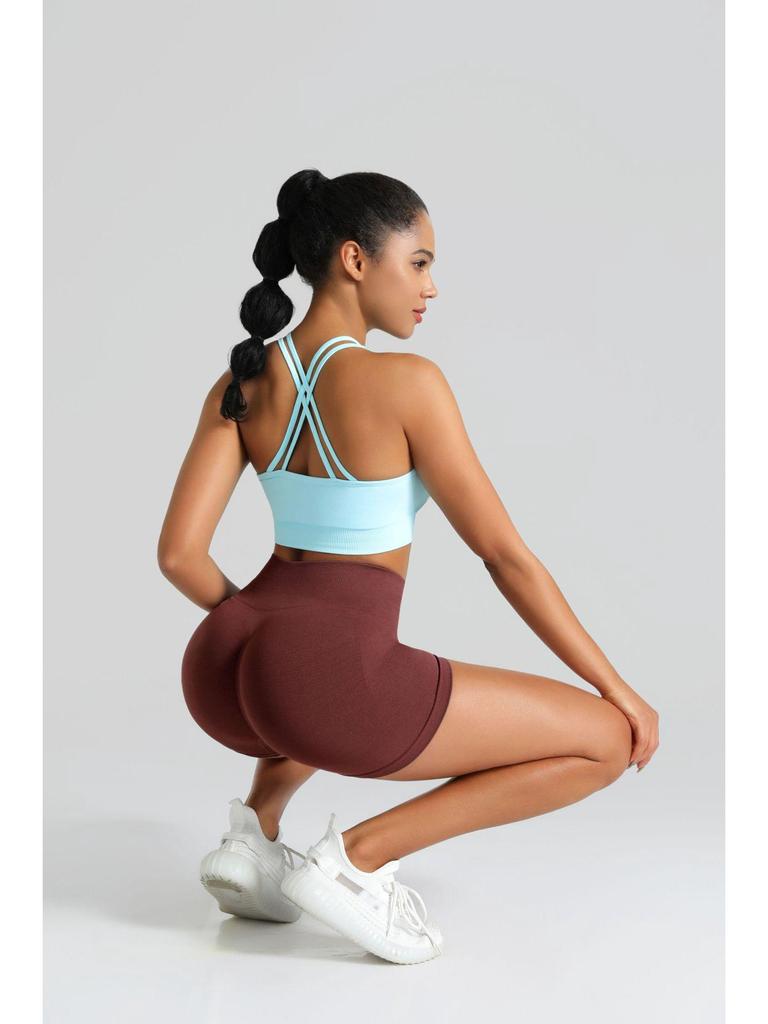 Pantaloni scurți de yoga fără cusături cu talie înaltă și design pentru ridicarea șoldurilor pentru femei