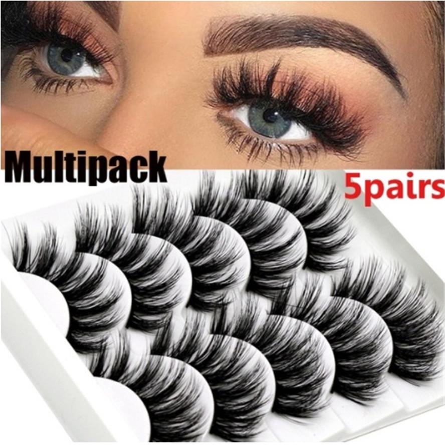 Buy 3D Mink Hair Natural Cross False Eyelashes Long Messy Makeup Fake ...