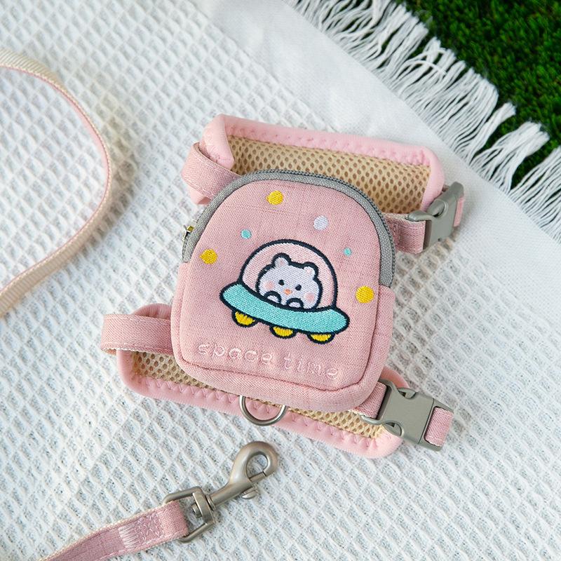 

Latest Animated Cat Harness Cat Vest Leash Breakaway Cat Collar Cat Traction Rope Dog Walking Rope Cat Rope Walking Pet Products S-(weight 1.5-3.5kg) розовый
