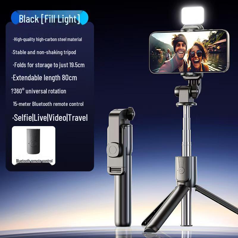 JC25 Portable Bluetooth Selfie Stick with Anti-Shake, Telescopic Tripod for Travel and Live Streaming Photography