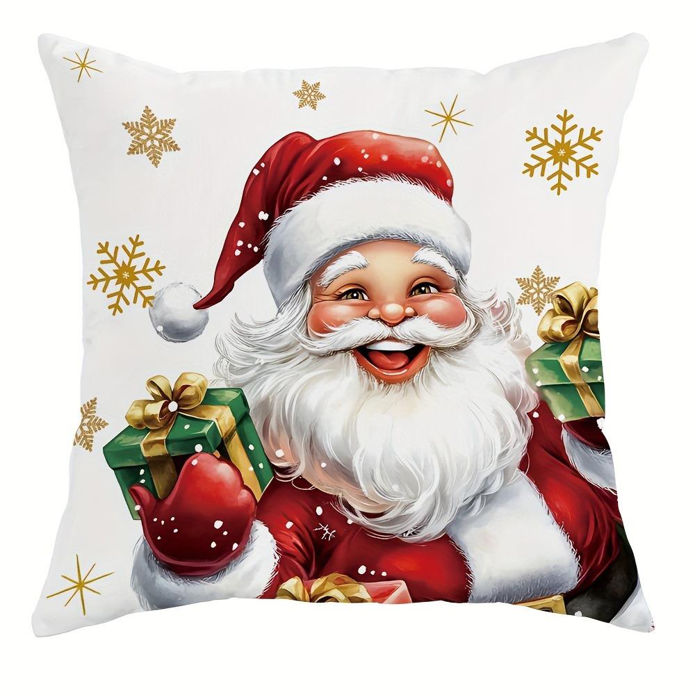 Christmas Decoration Pillowcase Santa Claus Carriage Snowman Christmas Tree Pattern Suitable for Home Room Sofa Cushion Cover