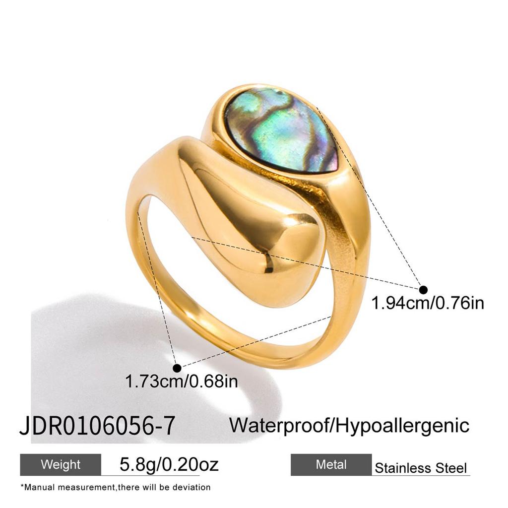 Youthway Minimalist Water Drop Shape Shell Rings For Women  Gold Plated Stainless Steel Rings Simple Fashion Jewelry Gift