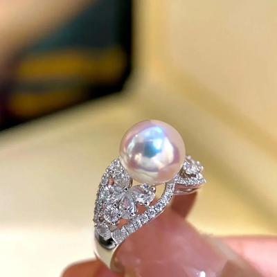 Anéis de Pérola de Luxo 2025 Prata Maciça Cristal Festa Casamento Borboleta Vazada Anéis para Mulheres Presentes Atacado