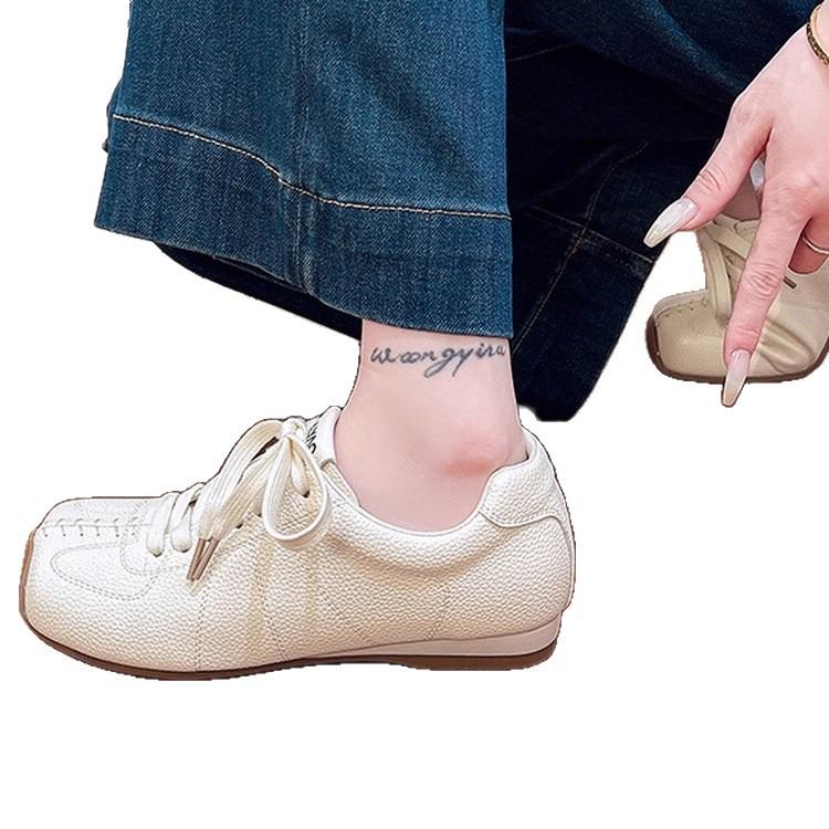 Leather retro German training shoes women's 2025 new summer versatile board shoes casual sports shoes little white shoes Forrest Gump shoes women