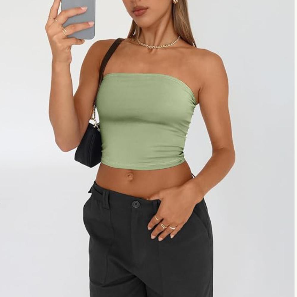 Strapless Tank Top Solid Color CropTops Women Summer Camis Casual Camisole Fashion Tube Female Sleeveless Cropped Y2K Clothes