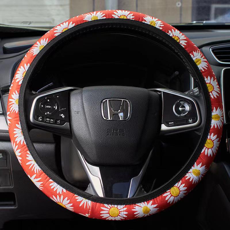 Universal Ice Silk Car Steering Wheel Cover - All-Season Fabric Protection