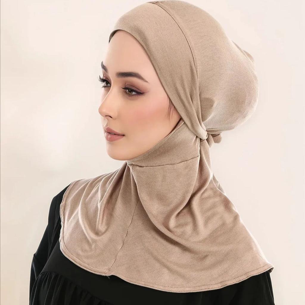 Laven Fashion Spring Summer Breathable Hijabs Long Instant Hijab Woman Full of Neck Ready to Wear Hijabs Tie Back Hats