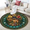 Glass Cat Mandala Round Area Rug Under Office Chairs Bedroom Living Room Home Decor