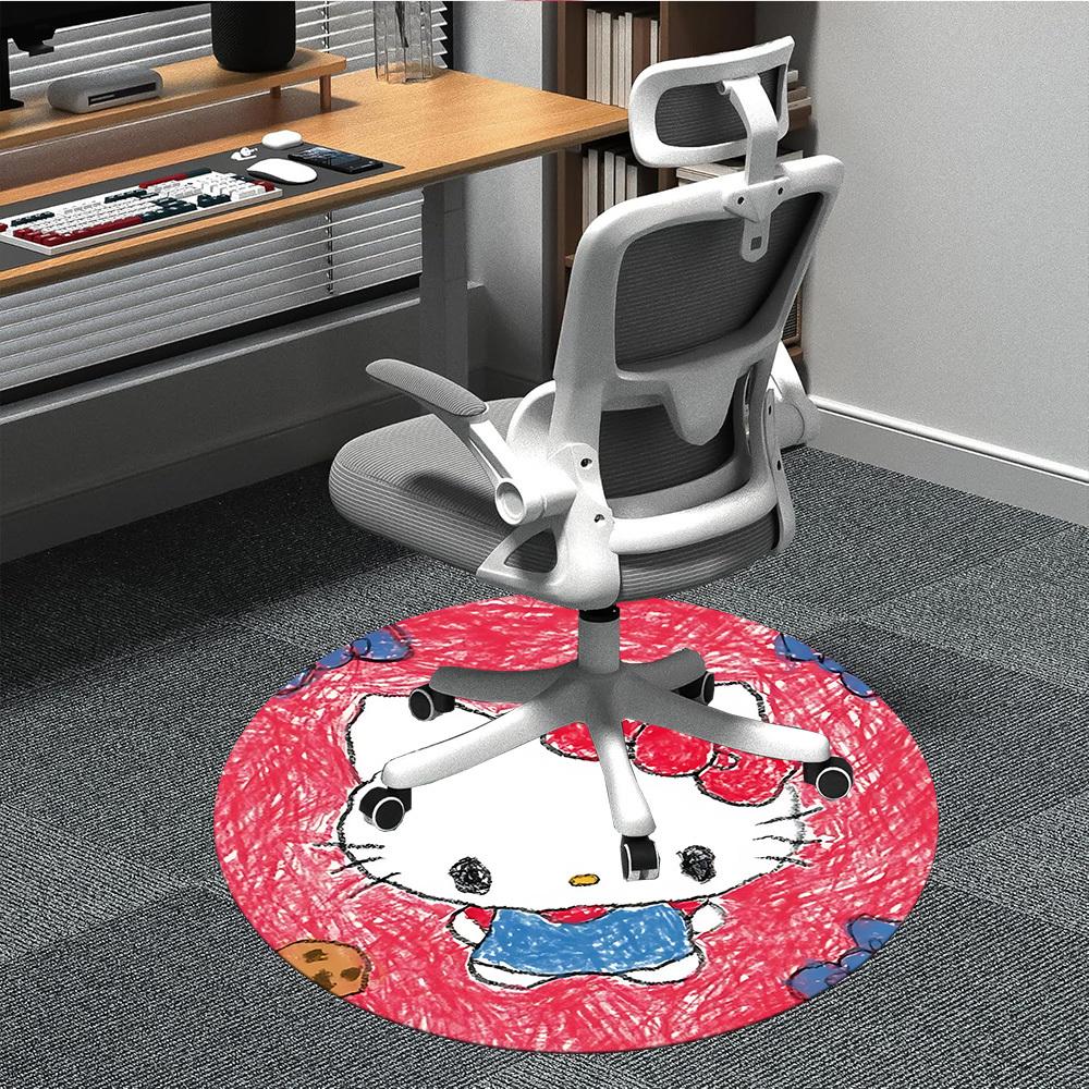 

1pc Hello Kitty Chair Carpet for Office, Indoor Non-Slip Polyester Fiber Carpet, Machine Washable, Durable Construction yy251205117 80cm by 80cm