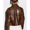 MD New Fall Women's Clothing Frank Cool Wind Fancy Poly Urethane Leather Short Lapel Leather Coat 4737587