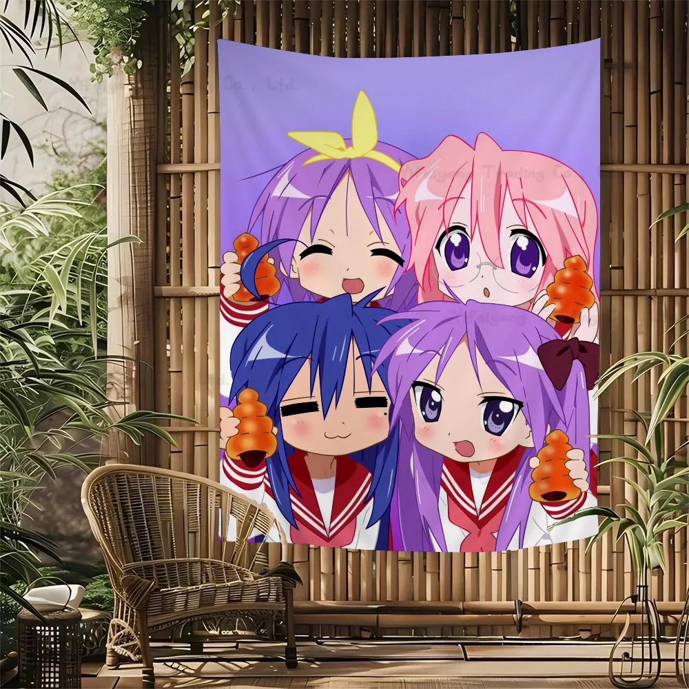 Lucky Star Comedy Anime Cartoon Tapestry Art Science Fiction Room Home Decor Wall Hanging Home Decor
