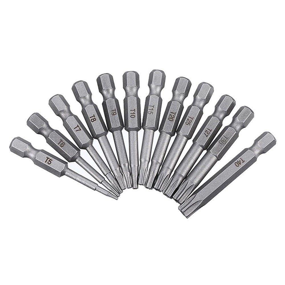 12Pcs/Set with Hole Electric Screw Driver Bit Set 50mm Torx Bits New Torx Screwdriver Bit