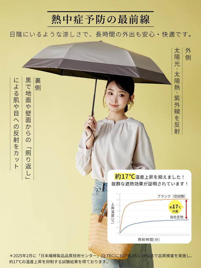 KIZAWA Dobrável Carbono 6 Luz UV Adequado para Sol e Nível 5 Água Luz Total Proteção contra Calor e Calor Bege x Guarda-Sol, Fibra Ultraleve,