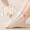 Girls Summer Thin Cotton Mesh Socks Cute Rabbit Princess Breathable Short Socks for Kids Age 3-13 Years Old