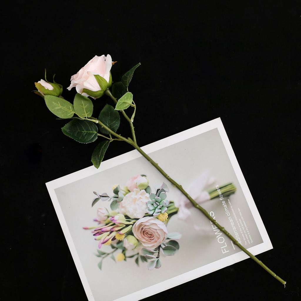 Meizanchen 2 Heads Happy Rose Single Branch Fake Flower Silk Flower Living Room Soft Decoration Indoor Flower Arrangement Simulation Rose Ornament