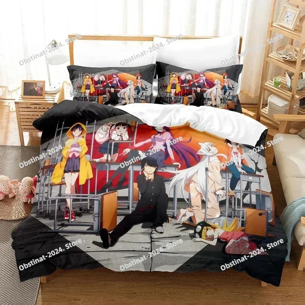 Fashion Anime Monogatari Series Bedding Set Printed Bed Set With Pillowcase Bed Duvet Cover Single Double Queen Super King Size