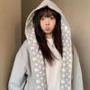 Cool American Sweet Pattern Women's Embroidered Hooded Sweatshirt - Autumn Loose Fit Cardigan