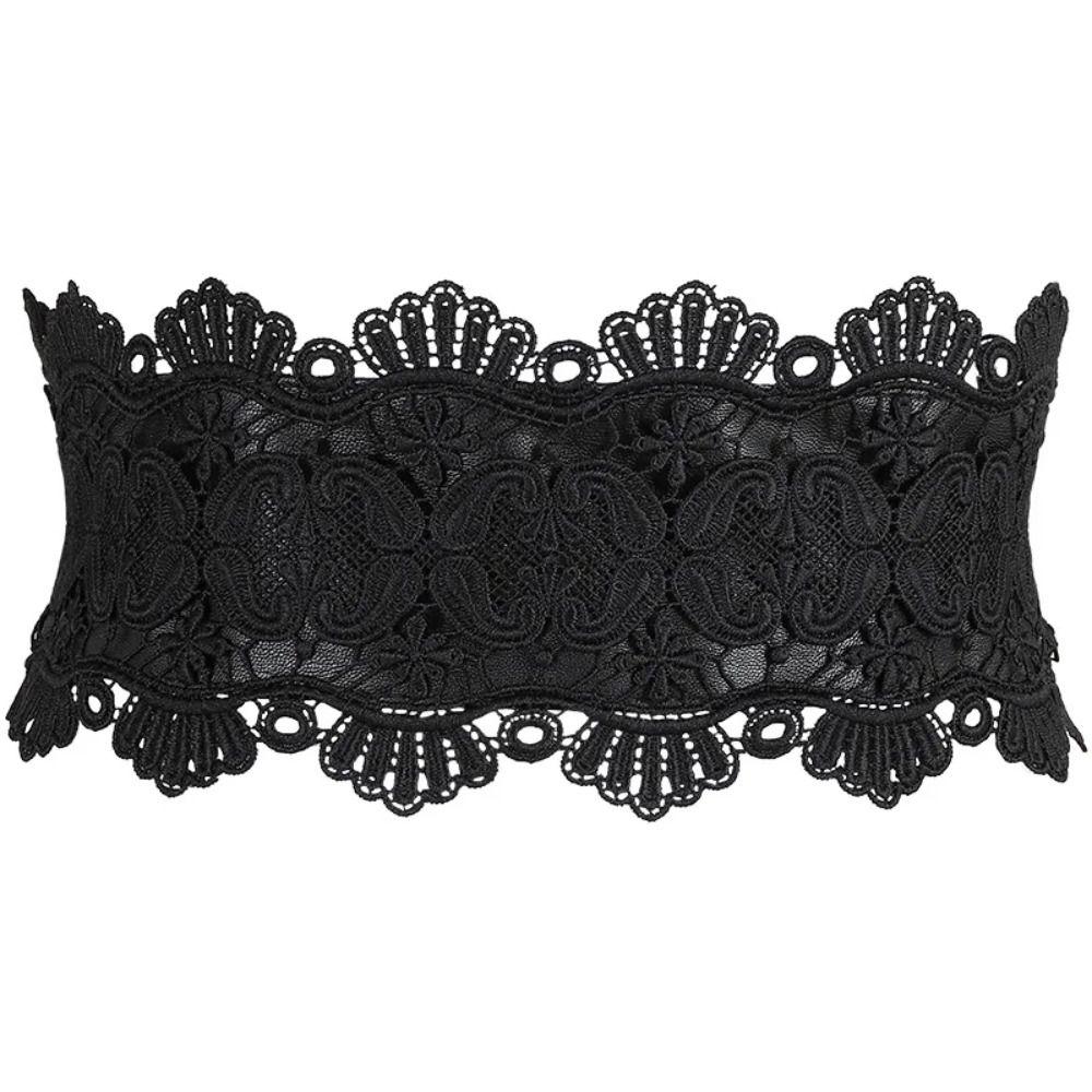 PU Leather Lace Wide Belt Elastic Corset Belt Y2K Women's Belt  Dress Accessories