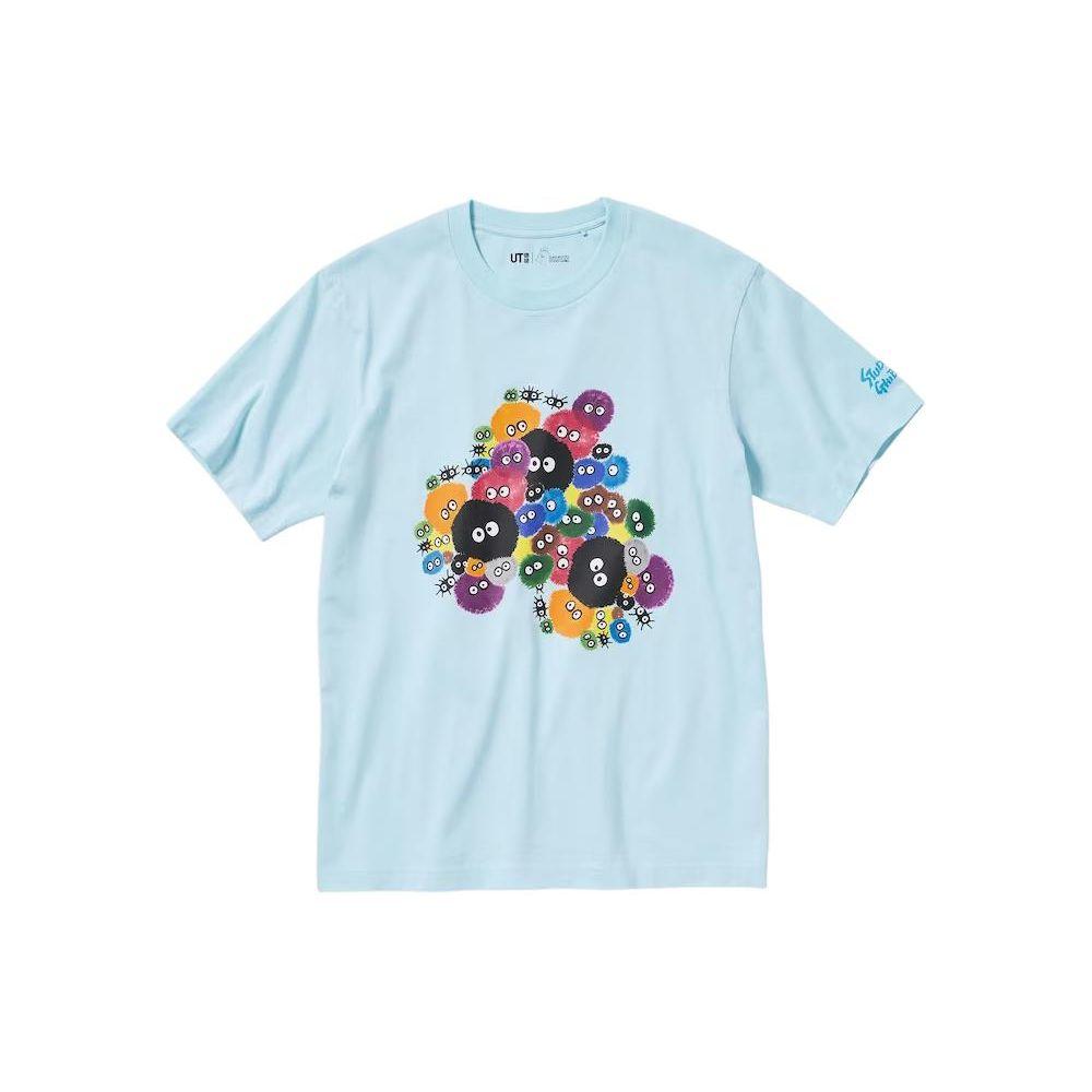 UNIQLO Studio Ghibli Collaboration Series SS24 Front Print Round Neck Short Sleeve T-Shirt Unisex Tops Light-Blue 471259-60