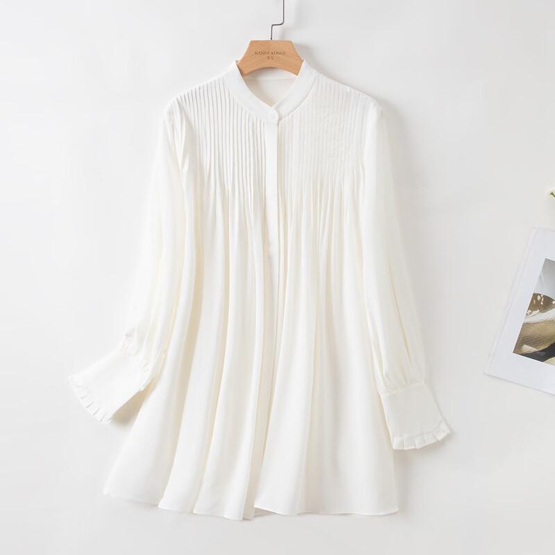 

Tuhuang 100% Mulberry Silk French Pleated Shirt Dress M