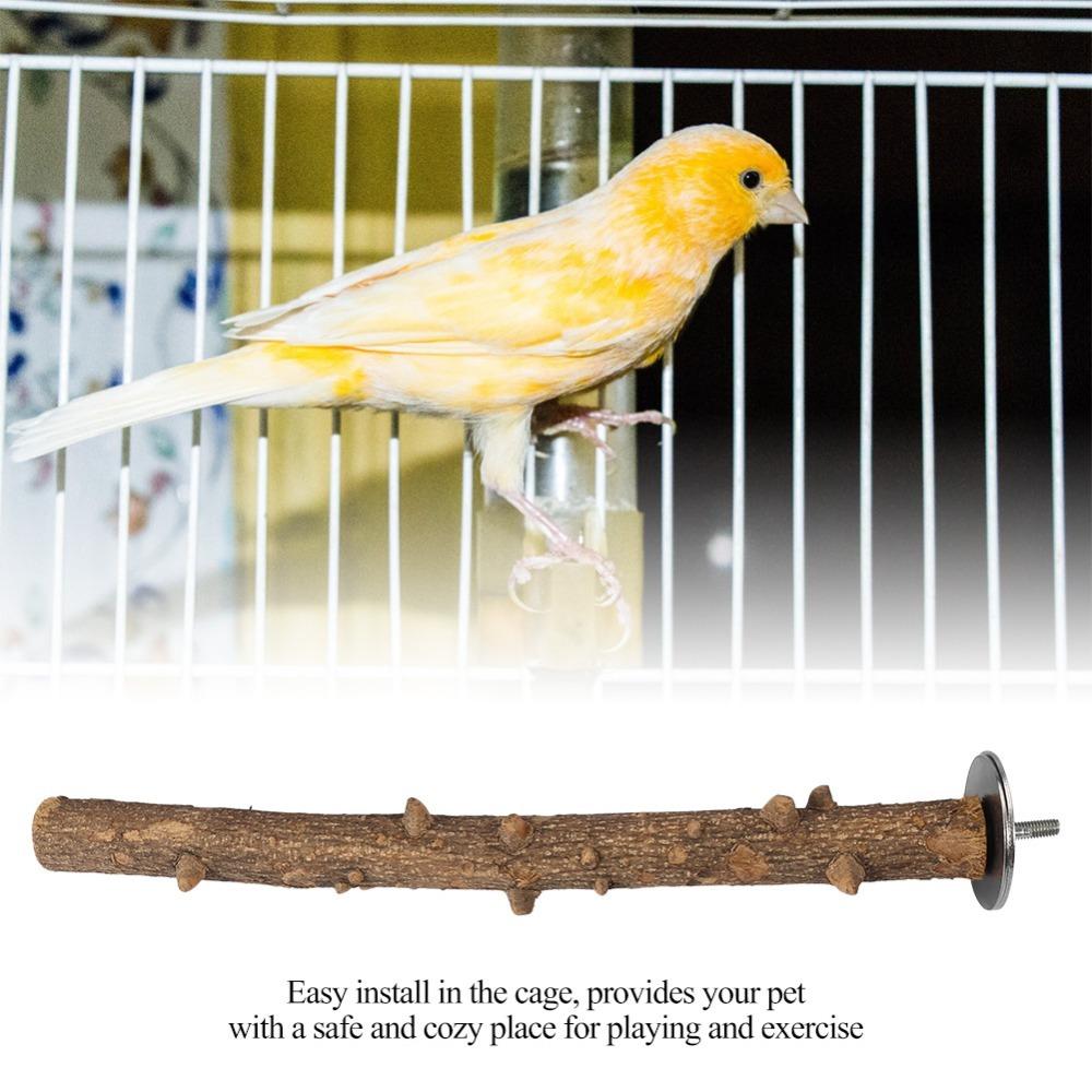 Natural Wood Parrot Perch Stand Rough Surface Prickly Ash Wood Bird Grinding Perch Screw-On Install Chew-Proof Durable