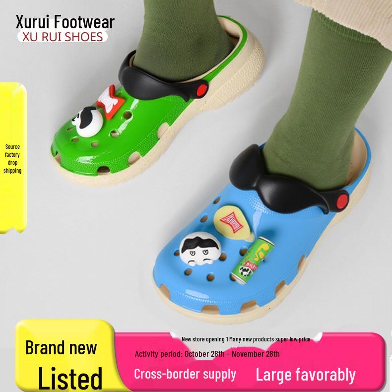 Pringles Mr. Big Beard Cartoon Crocs: Kids' Non-slip Beach Sandals & Slippers