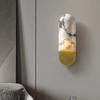 Retro Dinosaur Egg Shape Natural Stone Art Wall Lamp Yellow Travertine Hemisphere LED Sconce Atmosphere Corridor Light Fixtures
