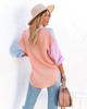European & American Style Women's Color Block Patchwork Drop Shoulder Long Sleeve Shirt