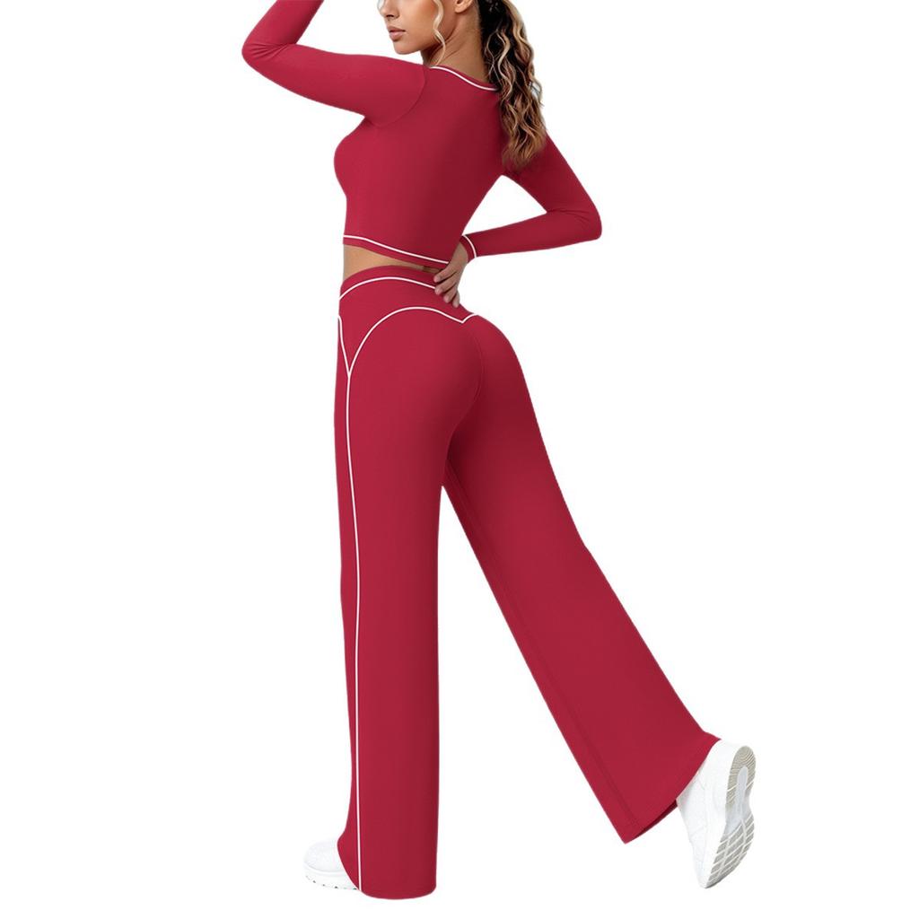 New contrasting color tight high elastic breathable yoga suit six-piece sports running fitness yoga suit women