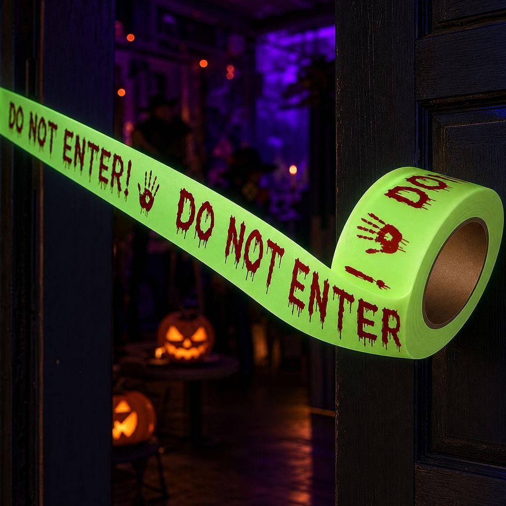 Do Not Enter Text Halloween Caution Tape Glow In The Dark Scary Caution Tape Haunted Houses