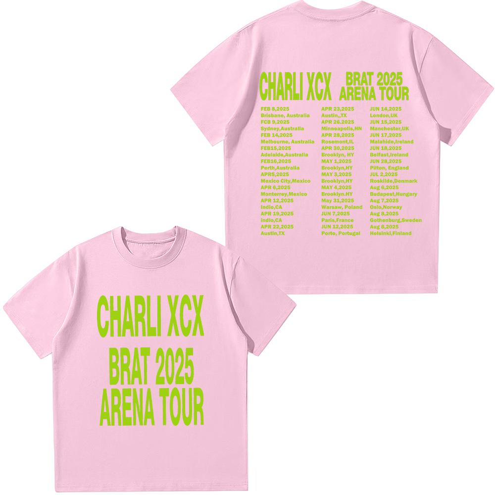 Charli Xcx Brat 2025 Arena Tour Maglietta Donna Moda Harajuku Cotone T-shirt Casual Comode Moda Magliette Unisex