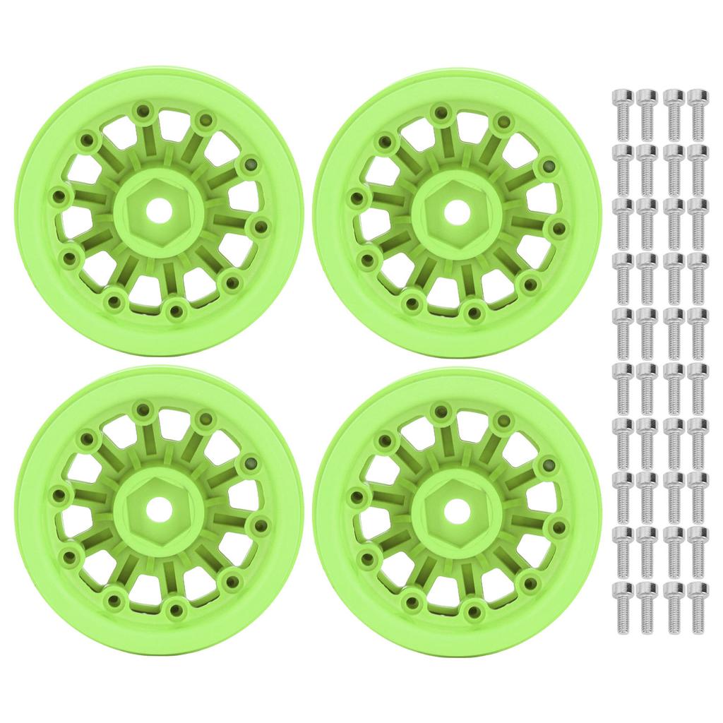 1.9in Wheel Rims RC Beadlock Wheels Rims for Axial SCX10 for Traxxas 110 RC Crawler Cars Green