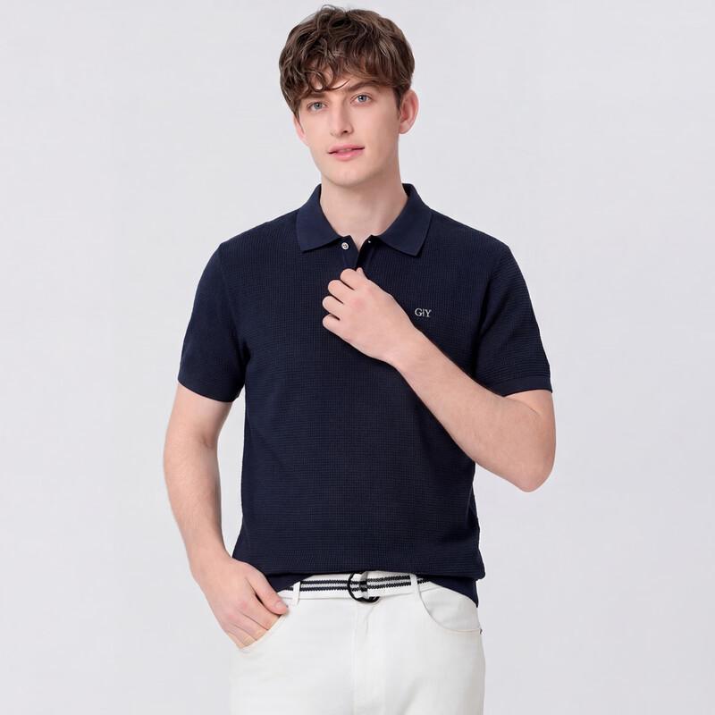 Goldlion Men's Mulberry Silk Blend Short Sleeve Polo Shirt