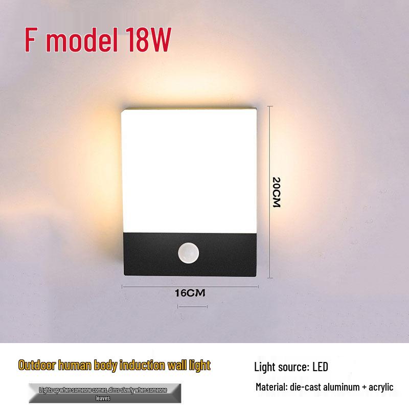 Waterproof LED Motion Sensor Outdoor Wall Light: Modern Minimalist Design for Courtyard, Balcony, and Entryway