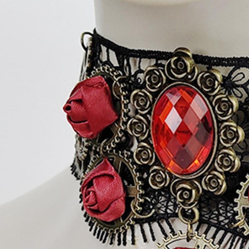 Black Lace Choker Gothic Necklace Choker for Halloween Party Formal Date Dress up Gothic Punk Style Dark Collar