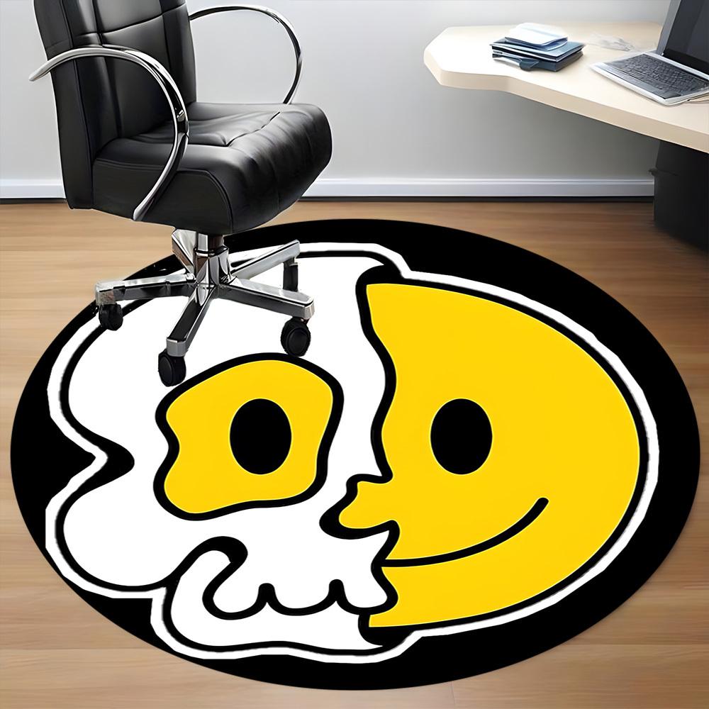1pz Tappeto Teschio, Smiley, Rotondo Antiscivolo Durevole Grande Formato per Ufficio, Adatto per Ufficio