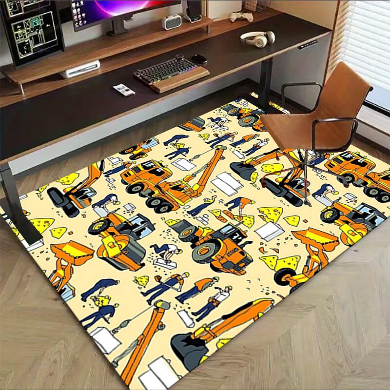1PC Construction Workers Non-Slip Floor carpet, Office, family, bedroom, Studio - Large Area Rug, Vibrant Colors, Longlasting Material-X412