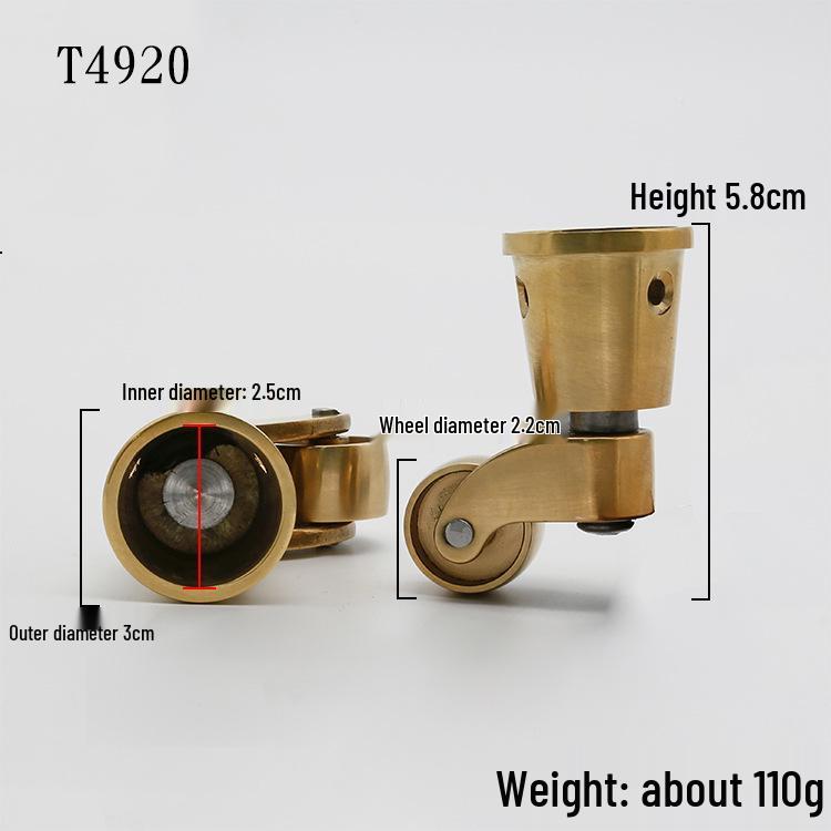 Brass Caster Wheels with Silent Bearings for Furniture and Pianos - Heavy-Duty Swivel Design